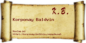 Korponay Baldvin névjegykártya